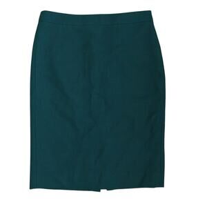 J.Crew No. 2 Pencil Skirt 100% Wool Green Size 2